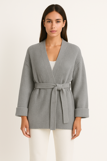 Women's Ribbed Knit Wrap Sweater for Fall and Winter Everyday Wear