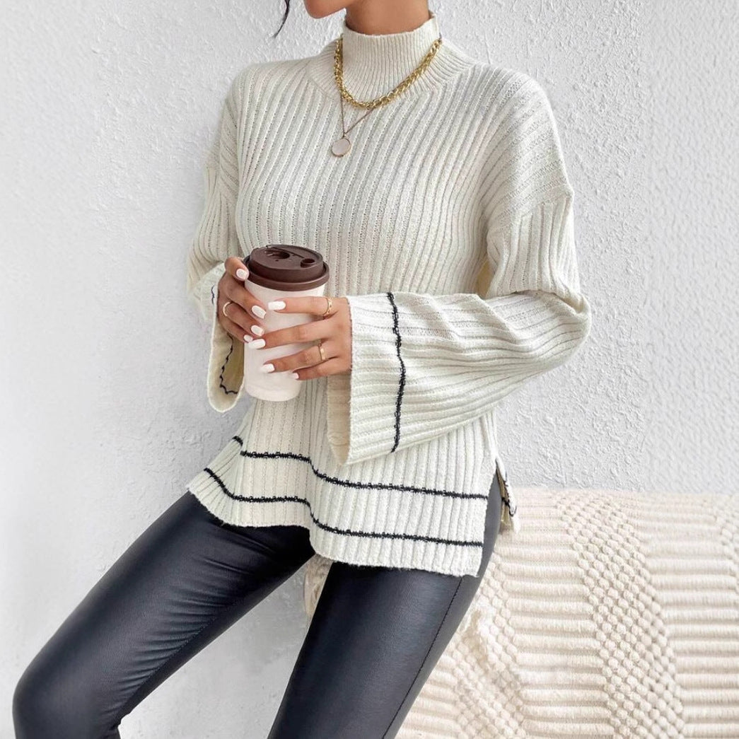 Women's Ribbed Long Tunic Sweater for Fall and Winter Everyday Wear