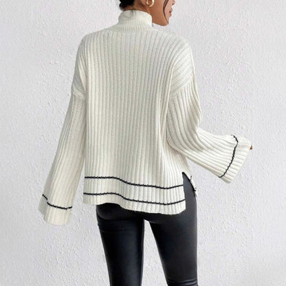 Women's Ribbed Long Tunic Sweater for Fall and Winter Everyday Wear