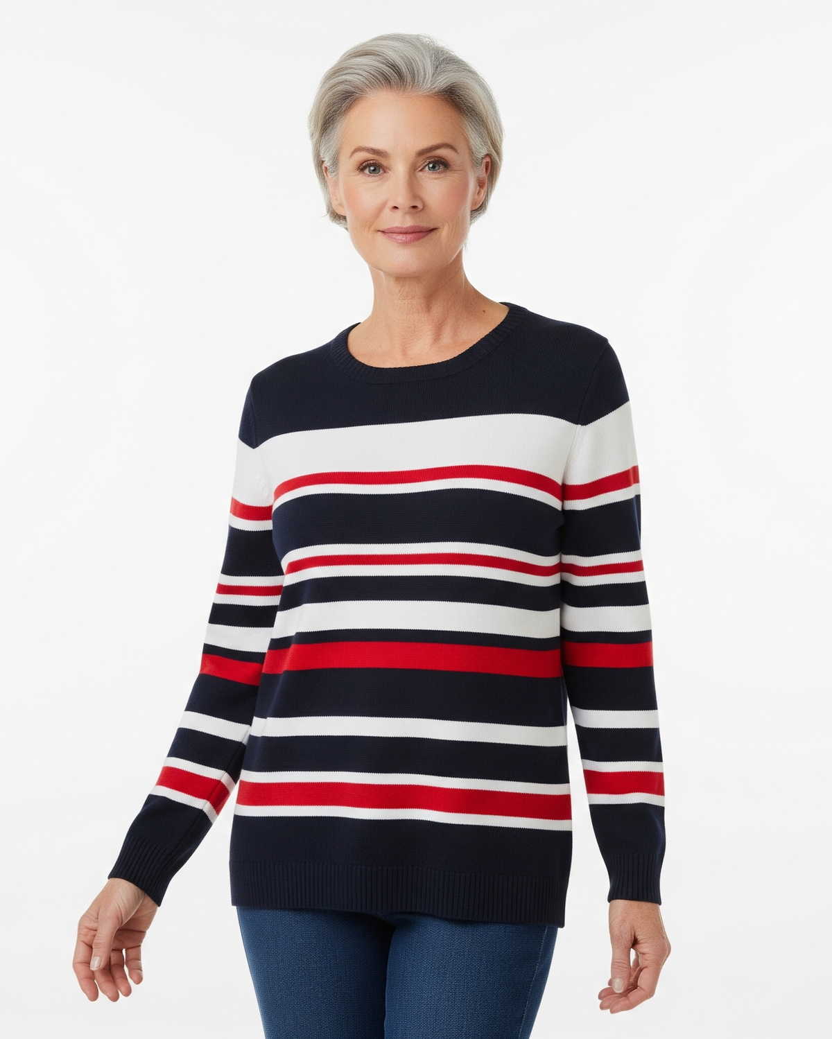 Women's Striped Classic Crew Neck Sweater for Daily Use Striped