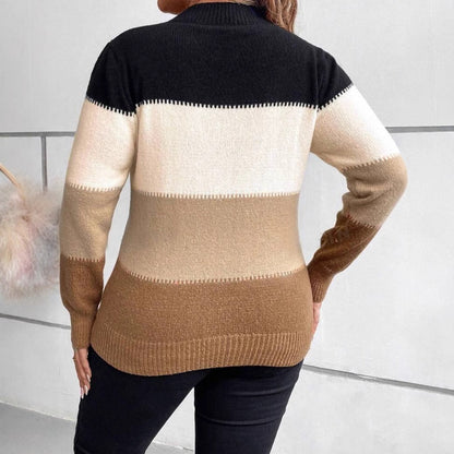 Women's Striped Relaxed Fit Knit Sweater for Daily Use Warm