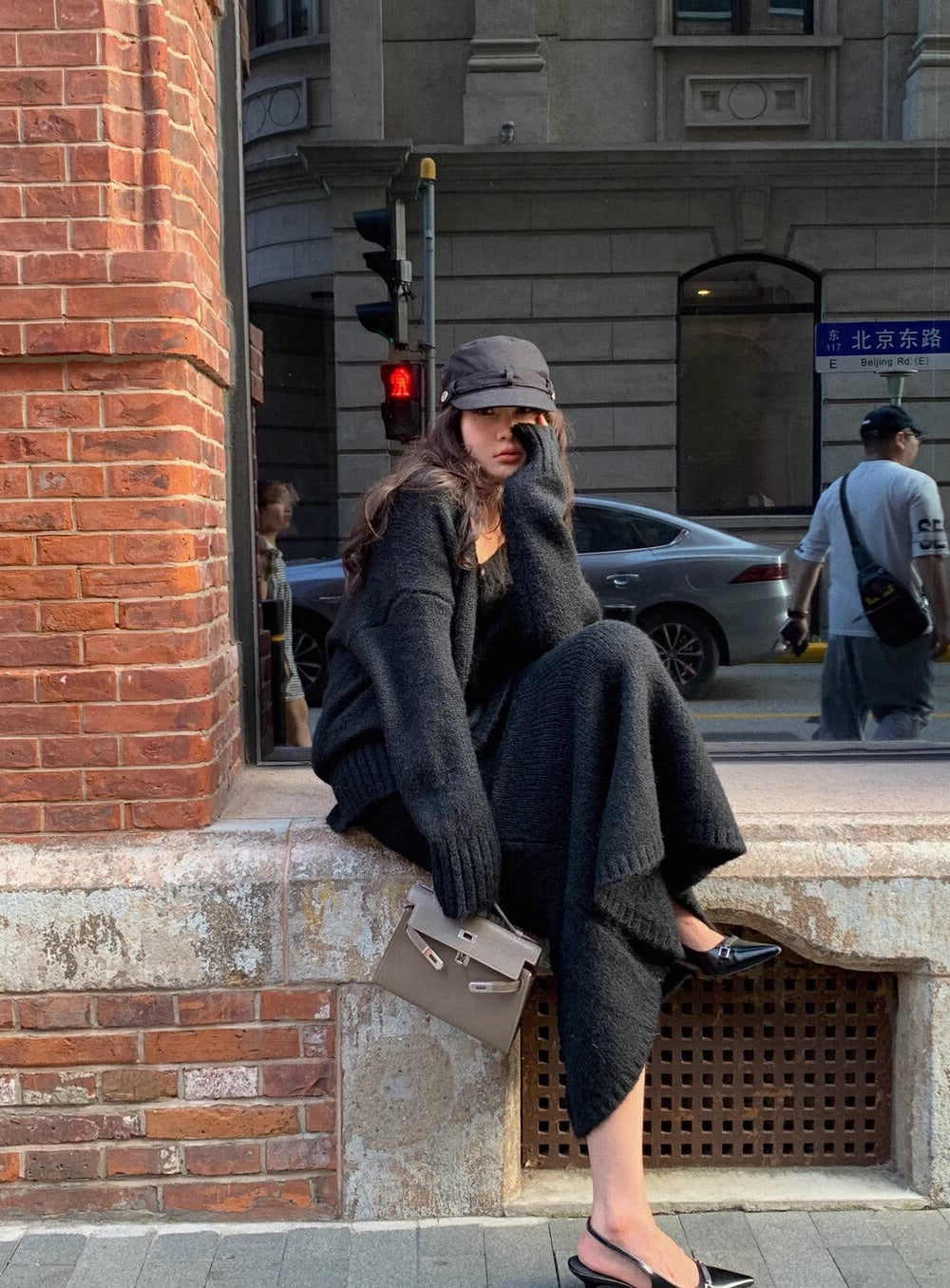 Women's V-Neck Knit Sweater Set for Fall and Winter Everyday Wear