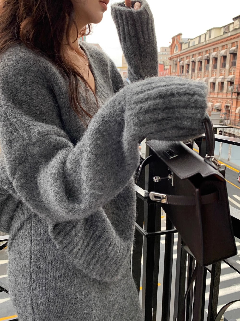 Women's V-Neck Knit Sweater Set for Fall and Winter Everyday Wear