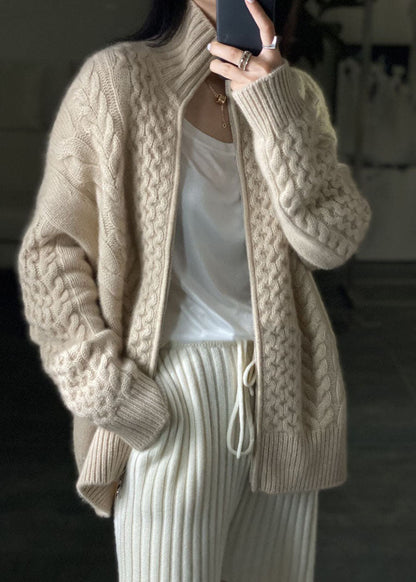 Women's Zip Up Cable Knit Cardigan for Fall and Winter Everyday Wear