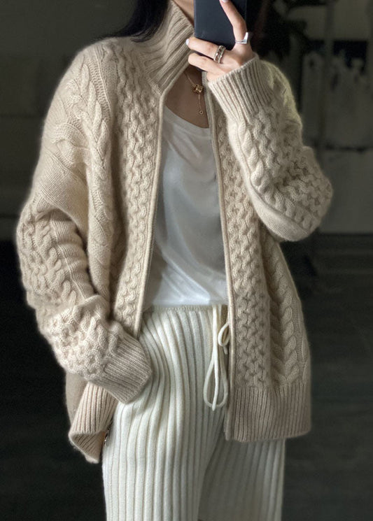 Women's Zip Up Cable Knit Cardigan for Fall and Winter Everyday Wear