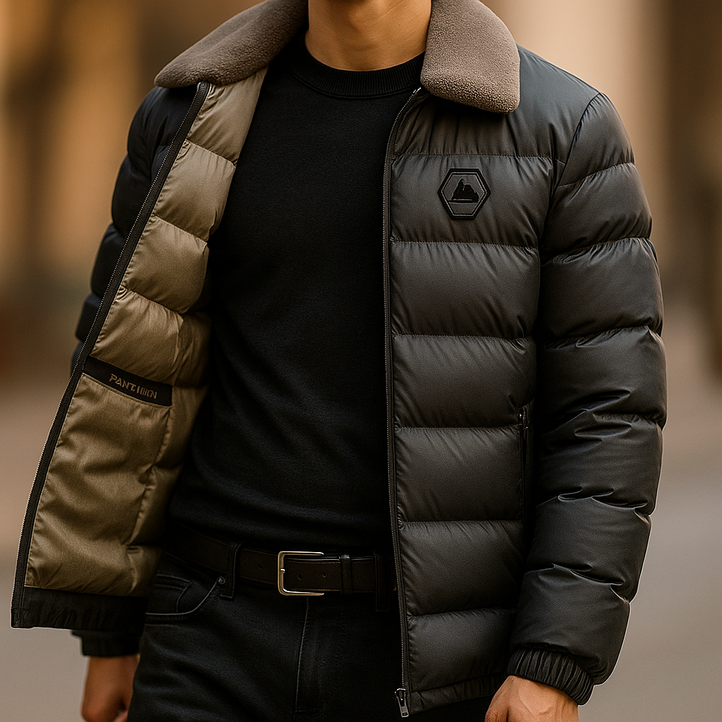 Men's Ultra-Warm Lightweight Down Jacket with Fleece Collar