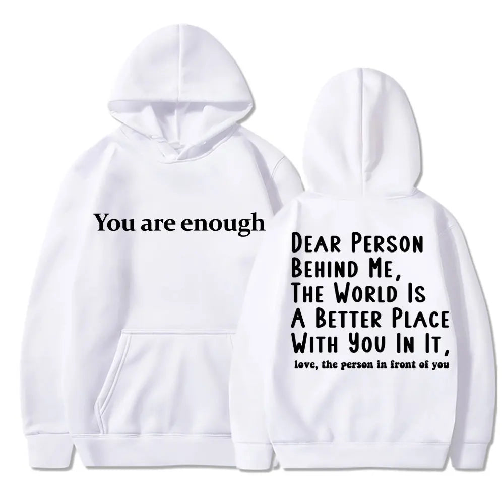 Men's Mental Health Casual Pullover Hoodie - You Are Enough Design White