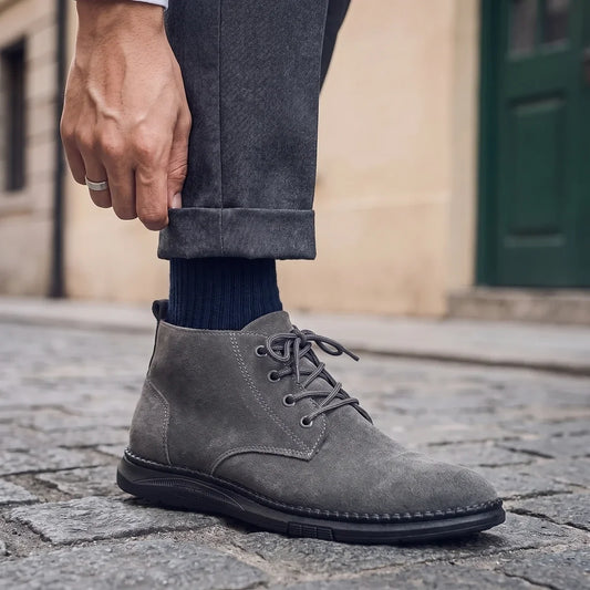 Men's Suede Casual Chukka Boots for Fall and Winter Everyday Wear Gray