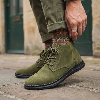 Men's Suede Casual Chukka Boots for Fall and Winter Everyday Wear Olive Green