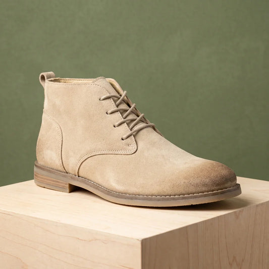 Men's Lightweight Suede Lace-Up Chukka Footwear for Daily Use Beige