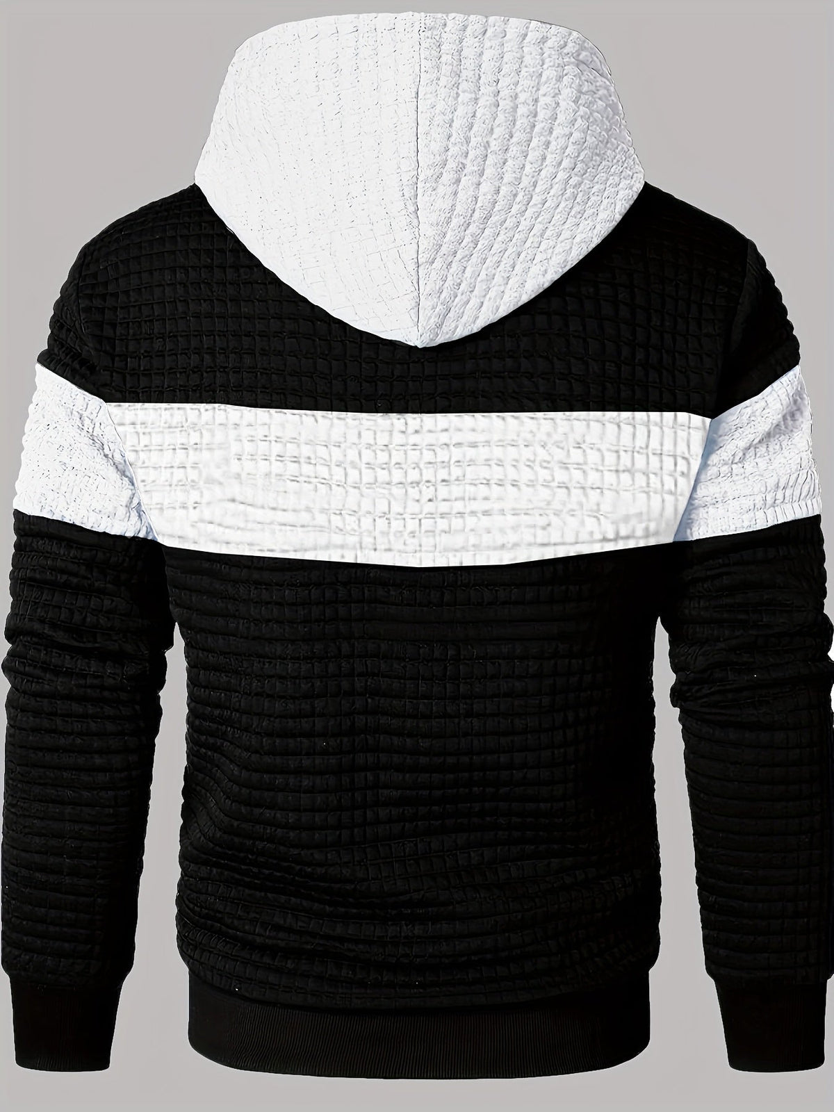 Men's Color-Block Textured Hoodie for Fall and Winter Everyday Wear