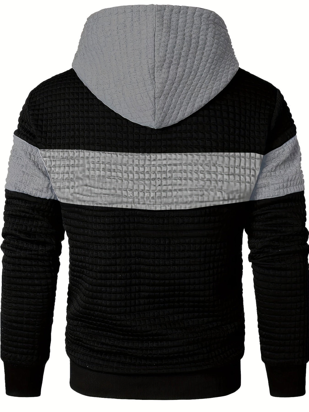 Men's Color-Block Textured Hoodie for Fall and Winter Everyday Wear