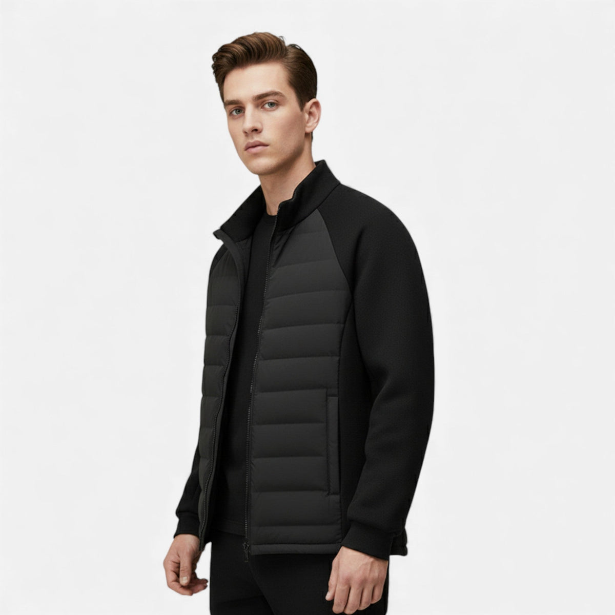 Men's High-Neck Quilted Insulated Jacket for Daily Use Warm