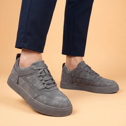Men's Cushioned Textured Low Top Sneakers for Daily Use Gray