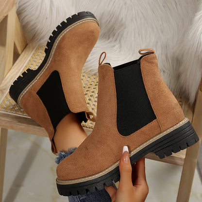 Women's Effortless Slip-On Ankle Chelsea Boots for Daily Use Brown