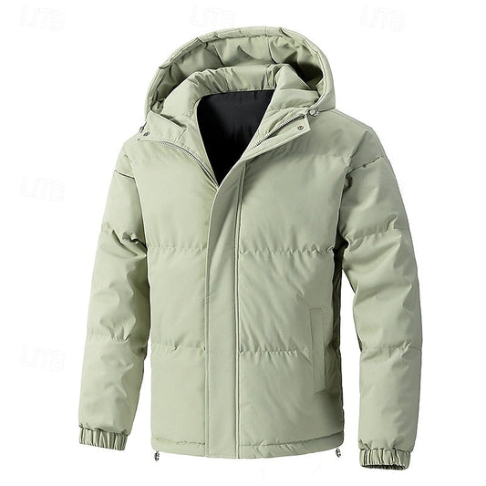 Men's Insulated Hooded Puffer Jacket – Stylish Winter Outerwear Green