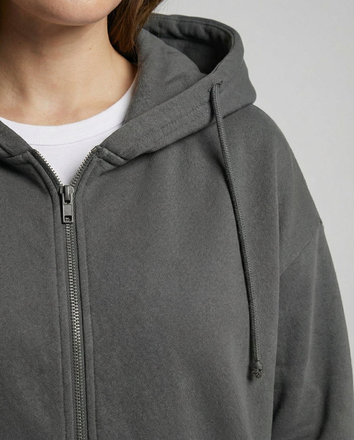 Women's Oversized Longline Zip-Up Hoodie with Ribbed Details