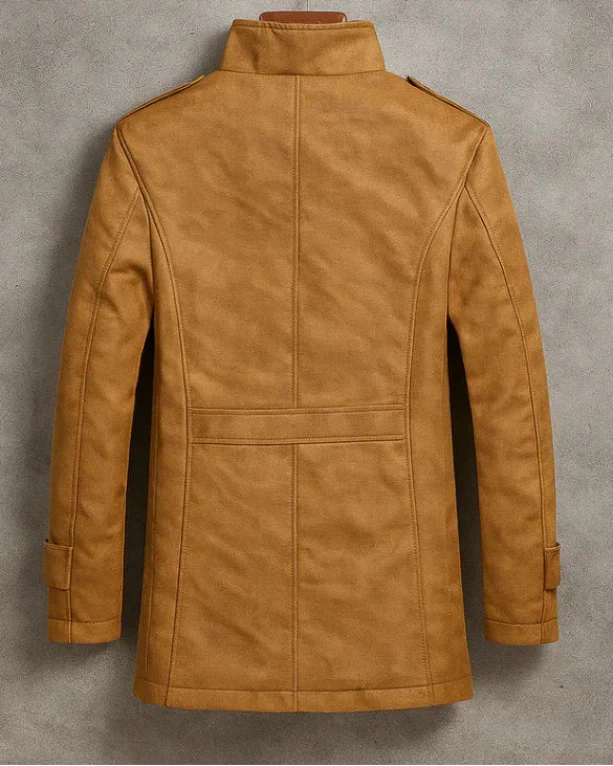 Men's Fashionable Leather Jacket with Button closure for Daily Use