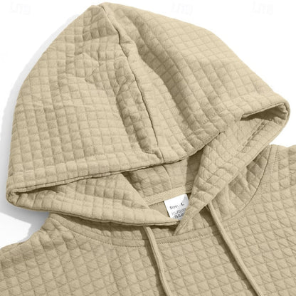 Men's Textured Hooded Sweatshirt for Fall and Winter Everyday Wear