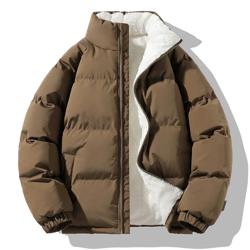 Men's Quilted Padded Puffer Jacket for Fall and Winter Everyday Wear Brown