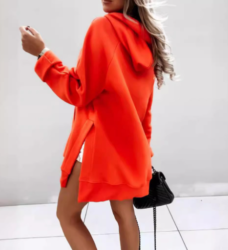 Women's Oversized Hoodie Dress for Comfortable Casual Wear Orange