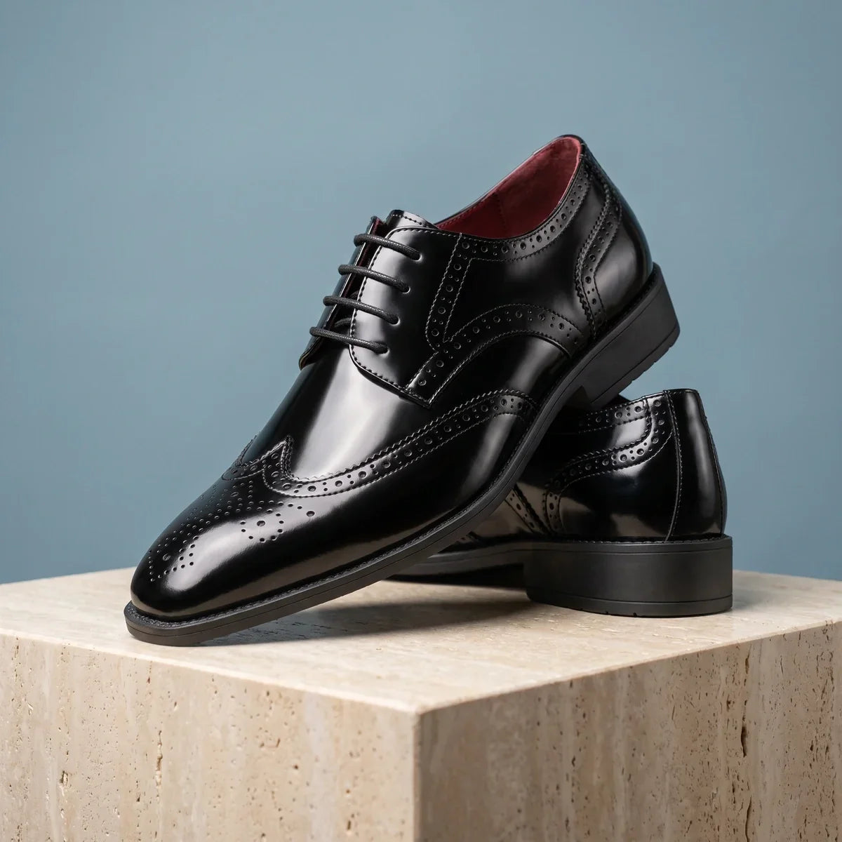 Men's Wingtip Brogue Oxford Formal Dress Shoes for Daily Use Black