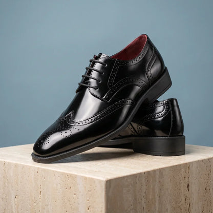 Men's Wingtip Brogue Oxford Formal Dress Shoes for Daily Use Black