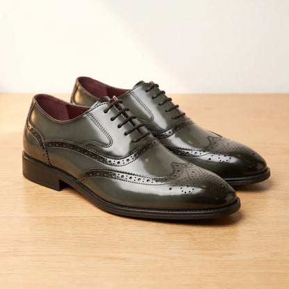 Men's Wingtip Brogue Oxford Formal Dress Shoes for Daily Use Olive