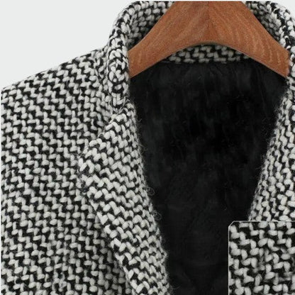 Women's Houndstooth Longline Tailored Overcoat for Daily Use