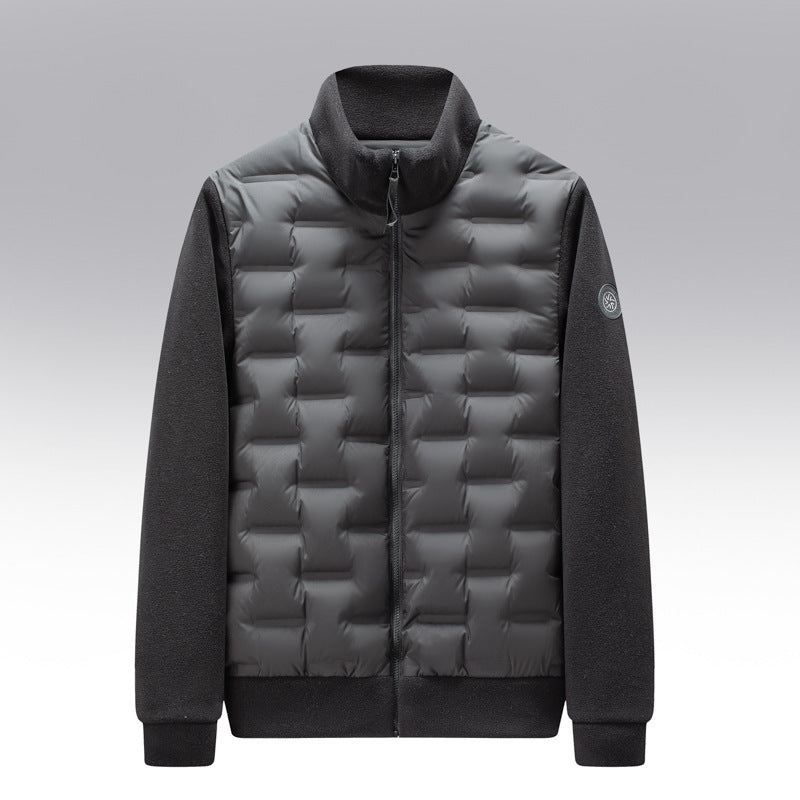 Men's Quilted Fit-and-Flare Classic Puffer Coat for Daily Use Black