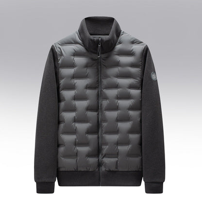 Men's Quilted Fit-and-Flare Classic Puffer Coat for Daily Use Black