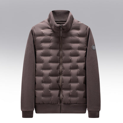 Men's Quilted Fit-and-Flare Classic Puffer Coat for Daily Use Brown