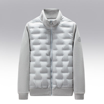 Men's Quilted Fit-and-Flare Classic Puffer Coat for Daily Use Off-White