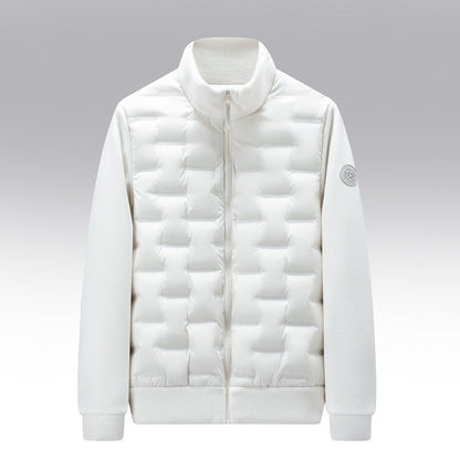 Men's Quilted Fit-and-Flare Classic Puffer Coat for Daily Use White