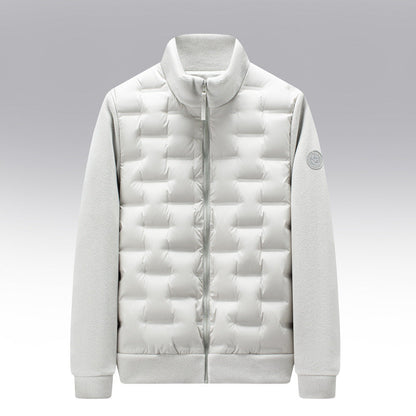 Men's Quilted Fit-and-Flare Classic Puffer Coat for Daily Use Beige