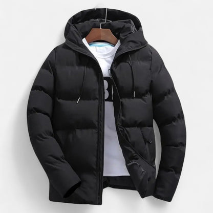 Men's Quilted Hooded Stylish Puffer Jacket for Daily Use Black