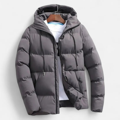 Men's Quilted Hooded Stylish Puffer Jacket for Daily Use Gray