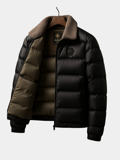 Men's Zip-Up Signature Puffer Jacket for Fall and Winter Everyday Wear