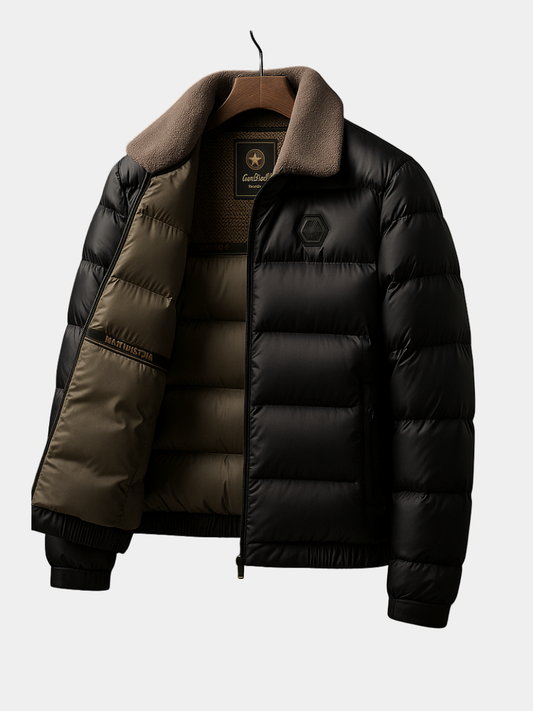 Men's Zip-Up Signature Puffer Jacket for Fall and Winter Everyday Wear