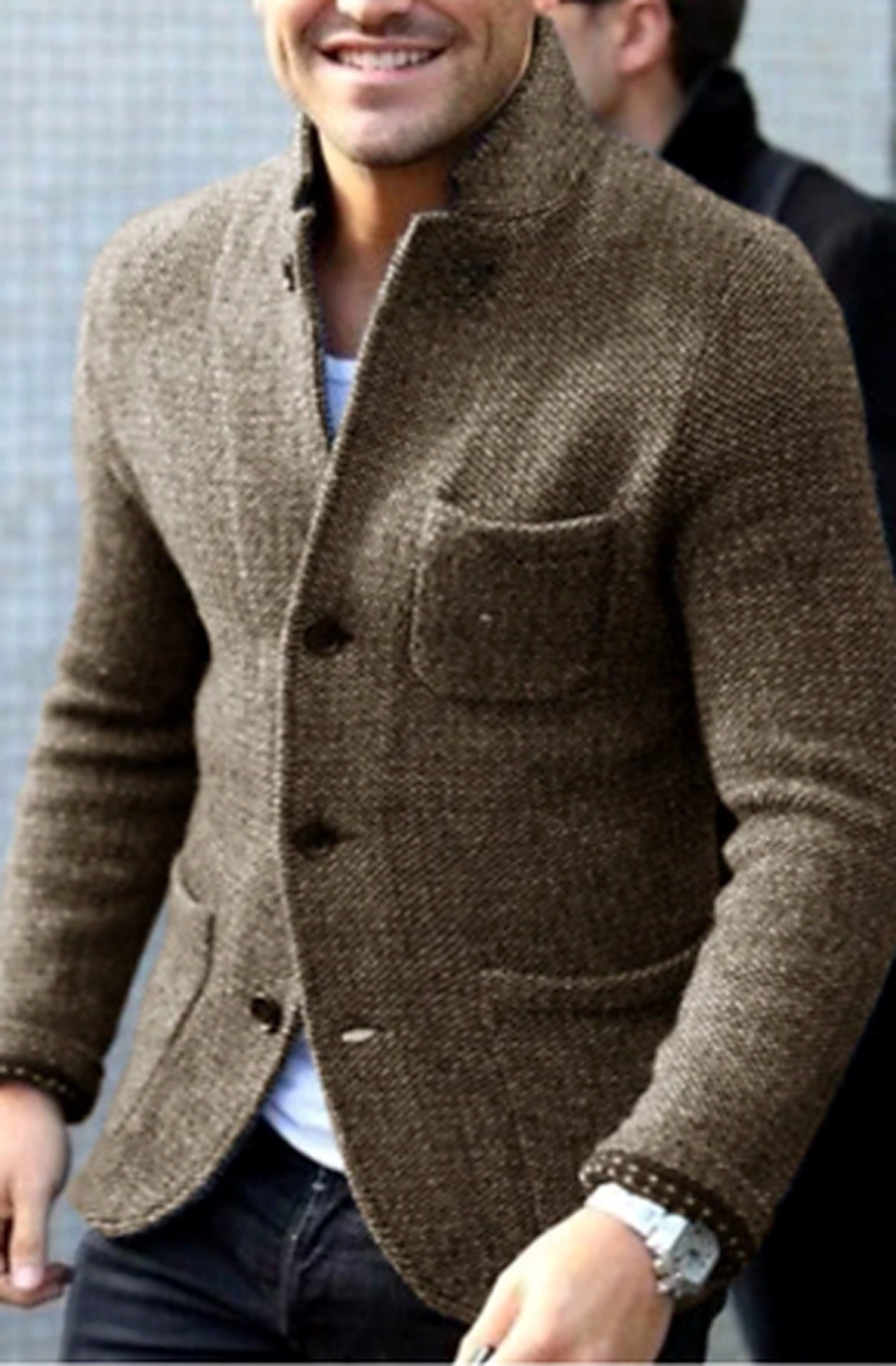 Men's Button-Front Casual Jacket for Fall and Winter Everyday Wear