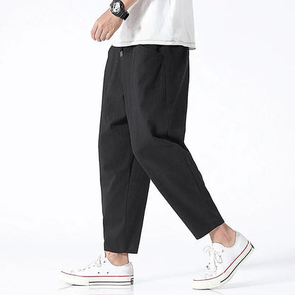 Men's Cropped Drawstring Casual Pants for Daily Use Warm
