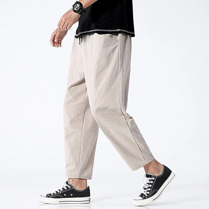 Men's Cropped Drawstring Casual Pants for Daily Use Warm