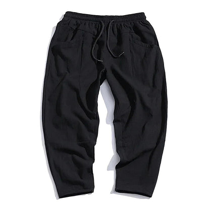 Men's Cropped Drawstring Casual Pants for Daily Use Warm