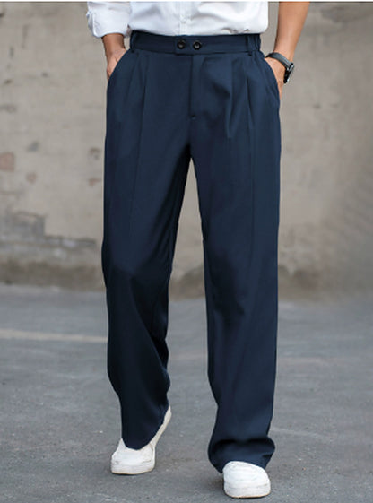 Men's Pleated Wide Leg Dress Trousers for Daily Use Warm