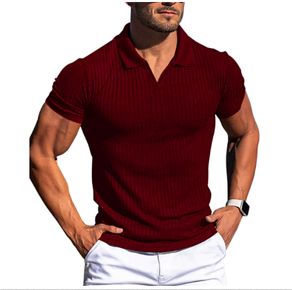 Men's Slim-Fit Casual Polo Shirt for Fall and Winter Everyday Wear