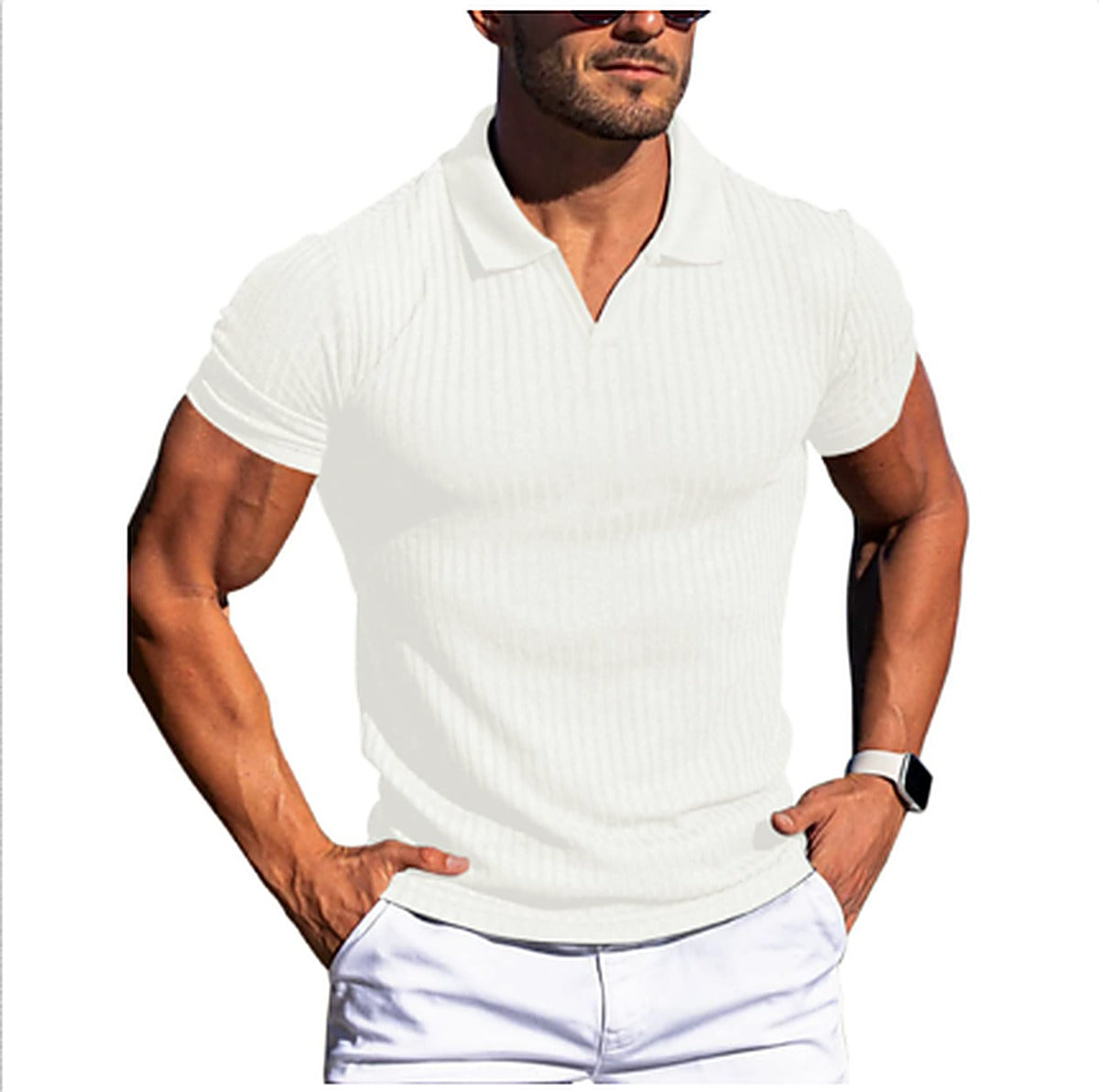 Men's Slim-Fit Casual Polo Shirt for Fall and Winter Everyday Wear