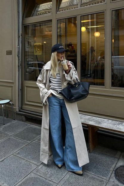 Women's Oversized Double-Breasted Trench Jacket for Daily Use
