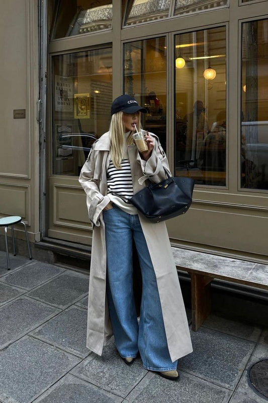Women's Oversized Double-Breasted Trench Jacket for Daily Use