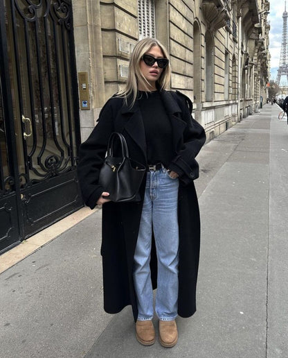 Women's Oversized Double-Breasted Trench Jacket for Daily Use