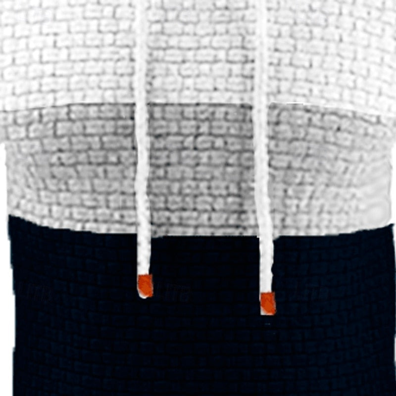 Men's Color Block Textured Pullover Hoodie for Daily Use